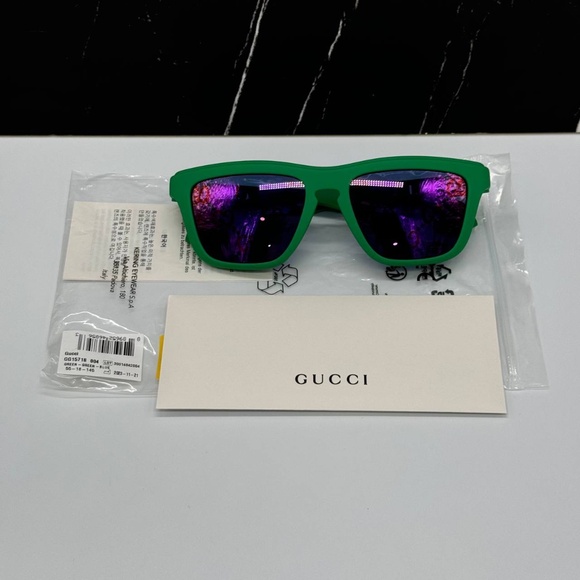 NEW GG1571S 004 GUCCI GREEN BLUE UNISEX GUCCI SUNGLASSES - Picture 12 of 13